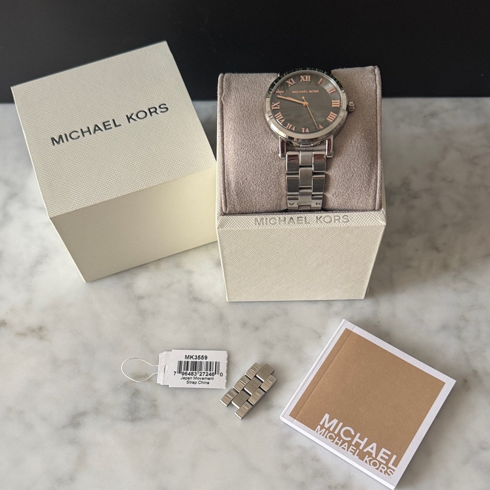 Michael Kors Silver and Black Women's Watch